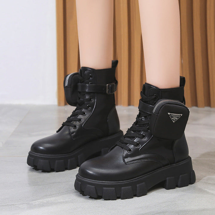 Women Chunky Boots with Practical Side Pocket Design Lune London