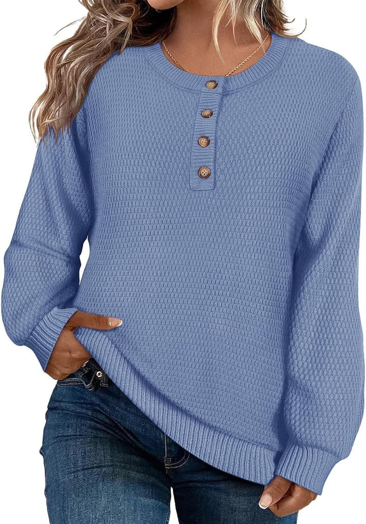 Casual shirt sweater for women with button placket and textured pattern Lune London