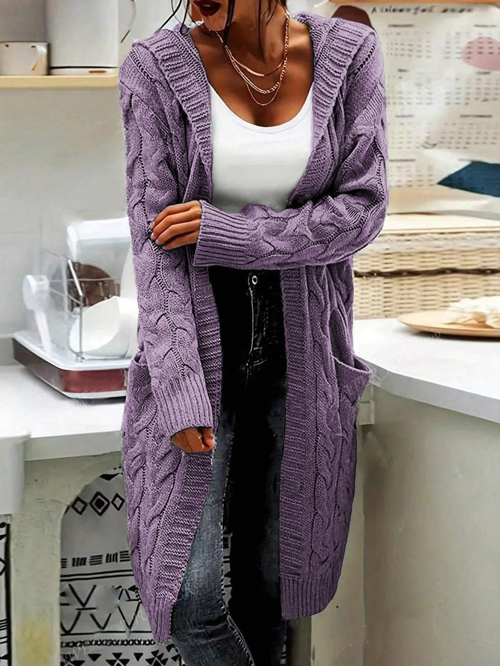 Thick knit cardigan for women with open sleeves and practical pockets Lune London