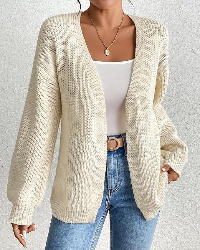 Ladies casual cardigan with oversized sleeves and a chic V-neck