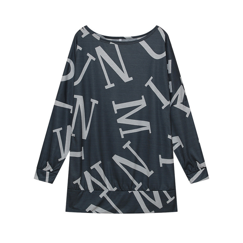 Oversized long sleeve t-shirt for women with modern print and elastic belt Lune London