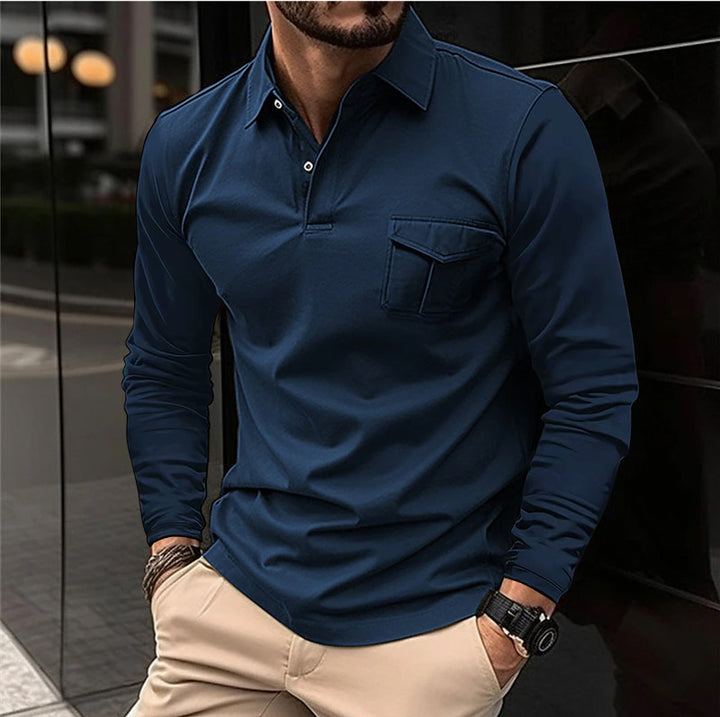 Casual long sleeve t-shirt for men with practical chest pocket Lune London