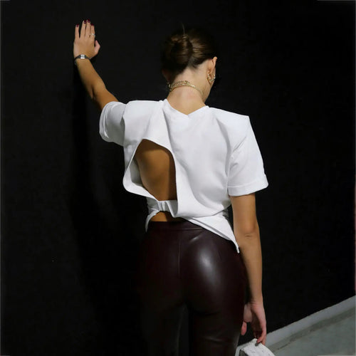 Ladies' T-shirt with creative inscription and fashionable knot Lune London