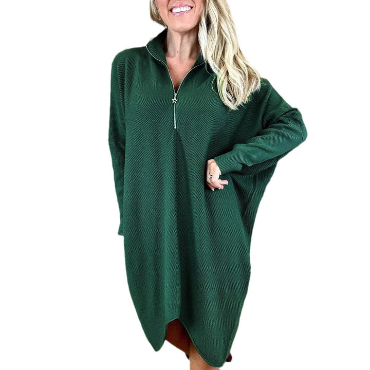 Oversized knit dress for women with zipper Lune London
