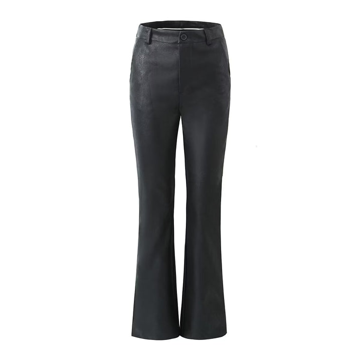 Faux leather flared trousers for women with an elegant cut and a high waist Lune London
