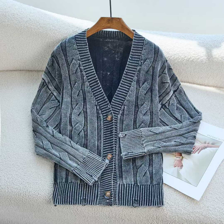 Cardigan en tricot épais pour femmes avec col en V et boutons décoratifs Chic & Stil