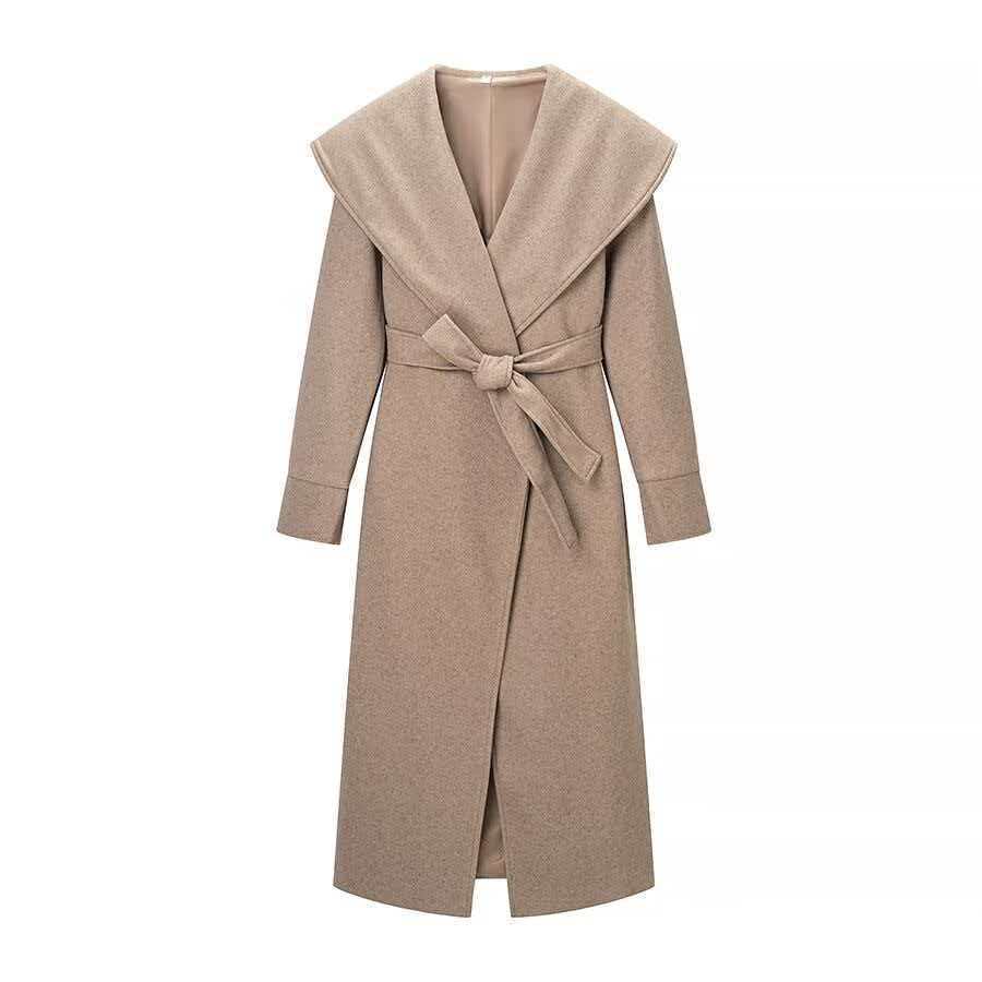 Manteau élégant pour femmes avec grands revers et ceinture à la taille Chic & Stil