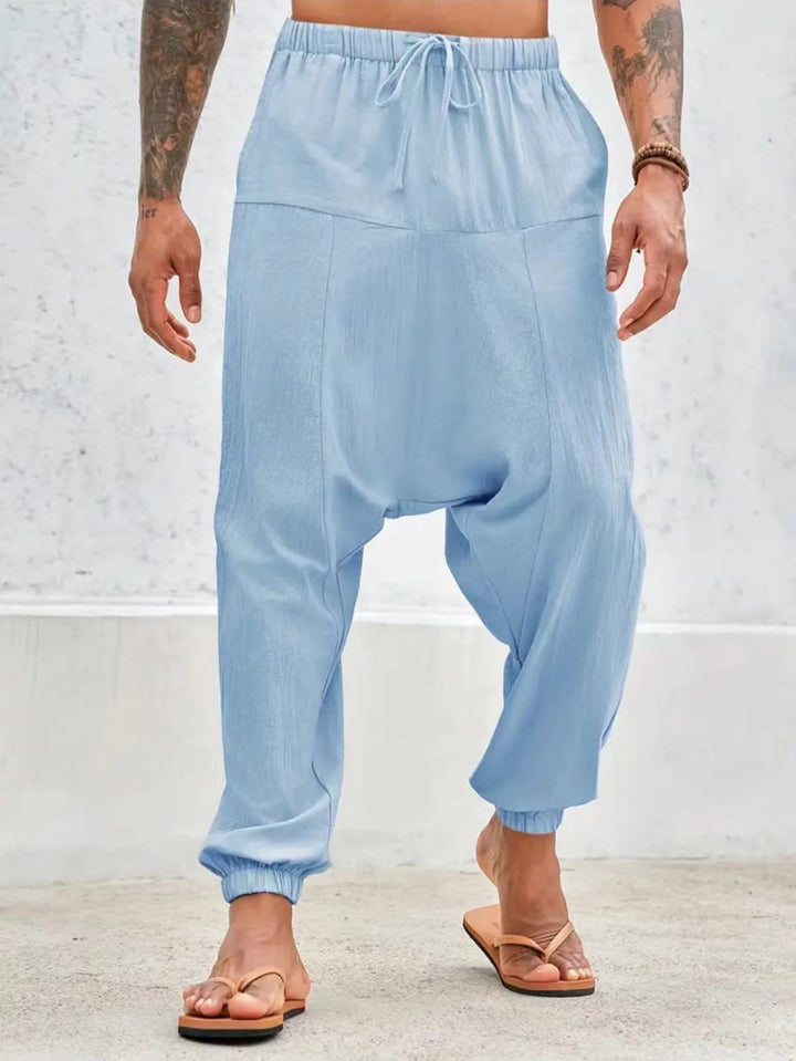 Casual harem pants for men with elastic waist and deep pockets Lune London