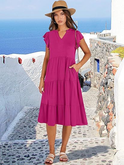 Leisure dress for women with ruffled details and pockets Lune London