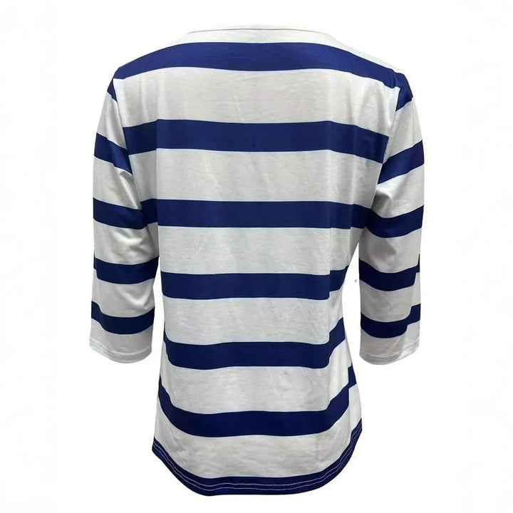 Chemise à manches longues pour femmes avec rayures bleu marine Chic & Stil