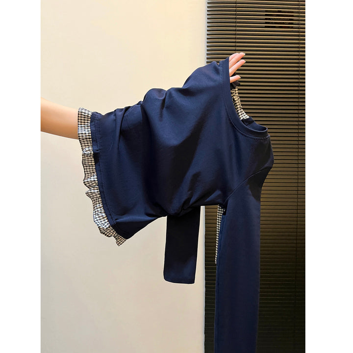 Women's long sleeve shirt with asymmetrical ruffle edge and decorative back Chic & Stil