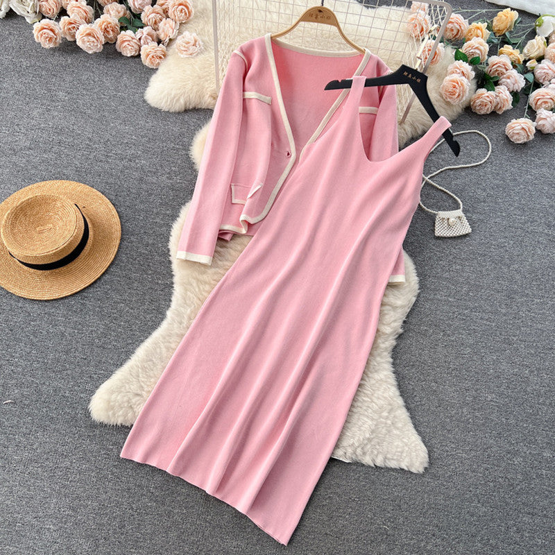 Elegant knitted dress for women with matching blazer Lune London
