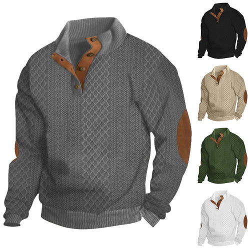 Sweatshirt for men with structured knitted pattern and leather details Lune London