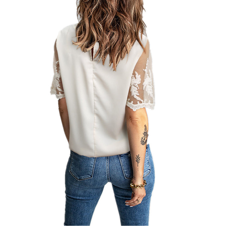 Ladies elegant T-shirt with lace on the sleeves Lune London