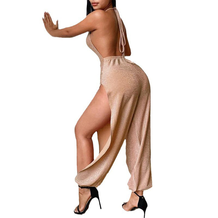 Women Halter Neck Jumpsuit Shiny Lune London
