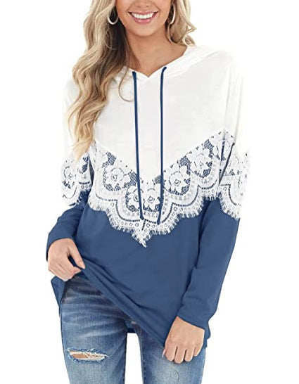 Ladies Elegant Hoodie with Lace Applications Lune London