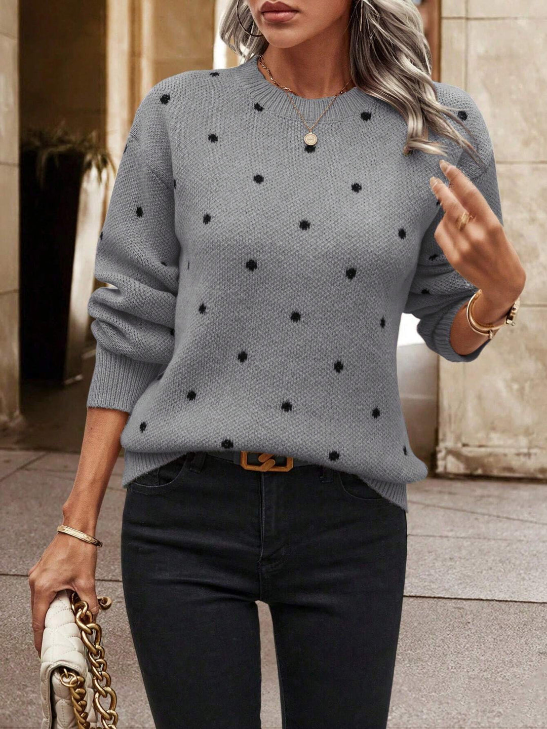 Lune London textured dot design women's sweater