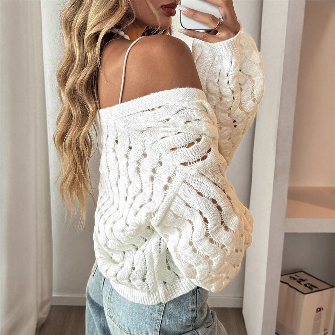 Women's knitted sweater with a unique hole pattern and a casual fit Lune London