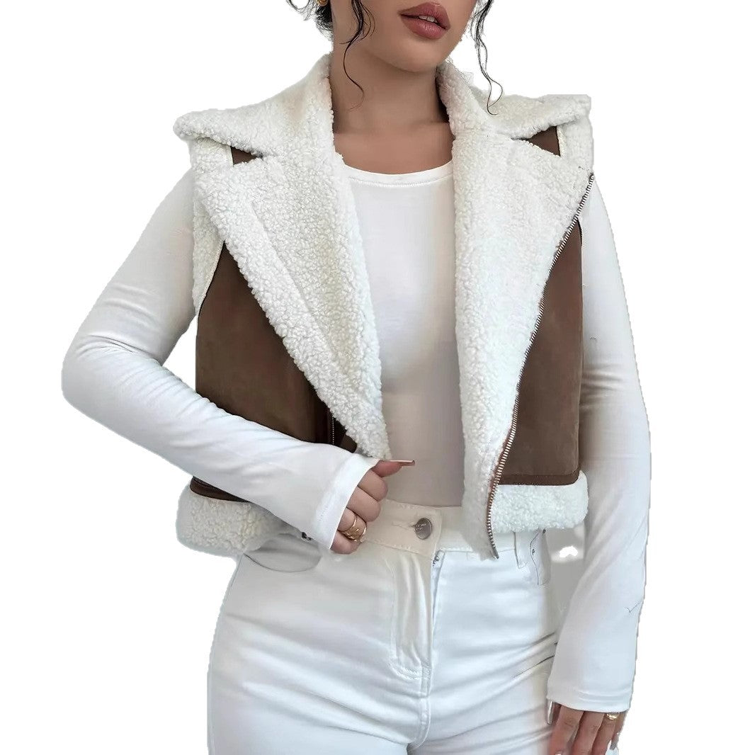 Ladies reversible faux fur vest with high-quality zipper Lune London