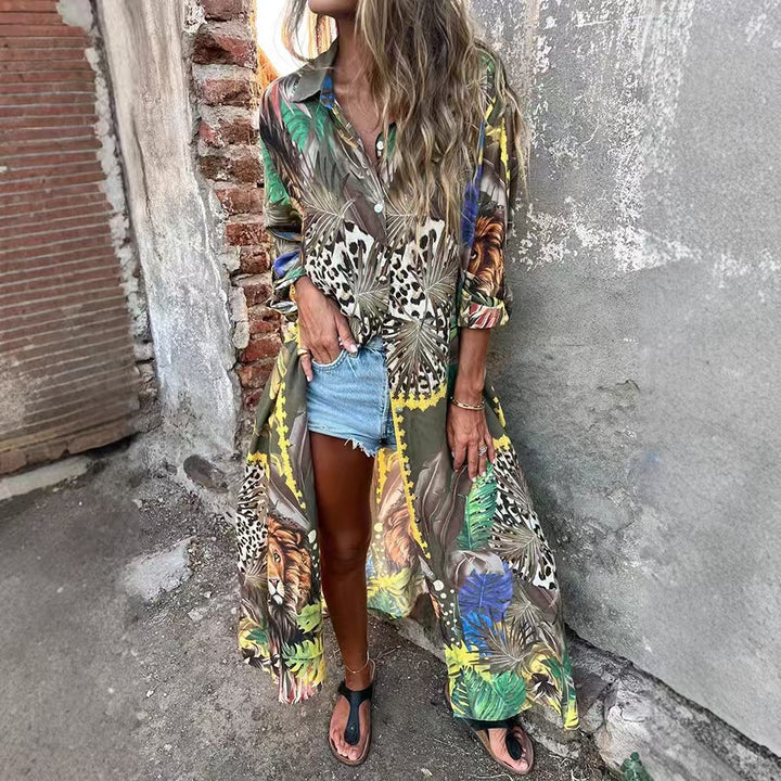 Long sleeve blouse for women with animal print and casual fit Lune London