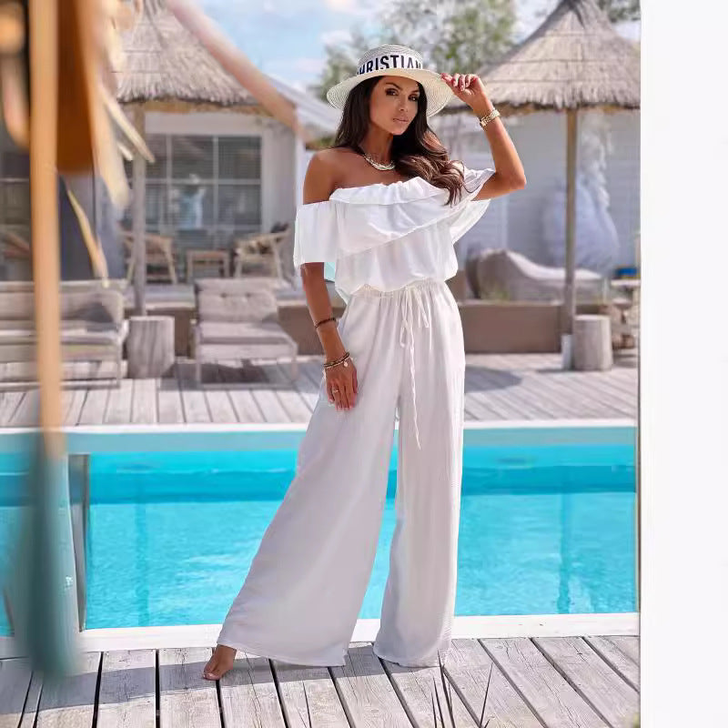 Ladies Off-Shoulder Large Couture Jumpsuit Lune London