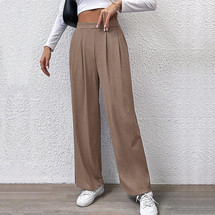 Wide chino pants for women with elegant draping and high waist Lune London