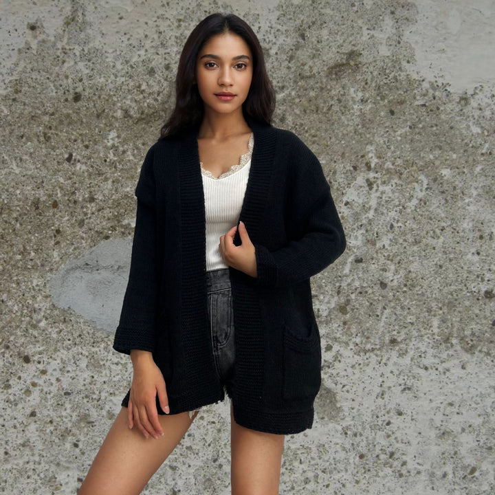 Coarse knit jacket for women with practical cut and oversized fit Lune London