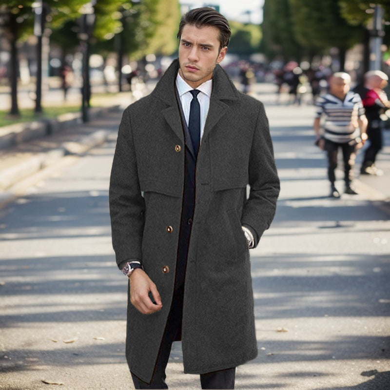 Elegant wool coat for men with double-breasted buttons and modern design Lune London