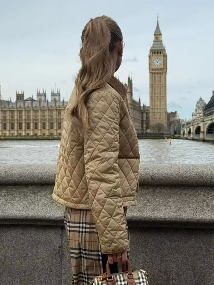Women quilted transition jacket with cord detail Lune London