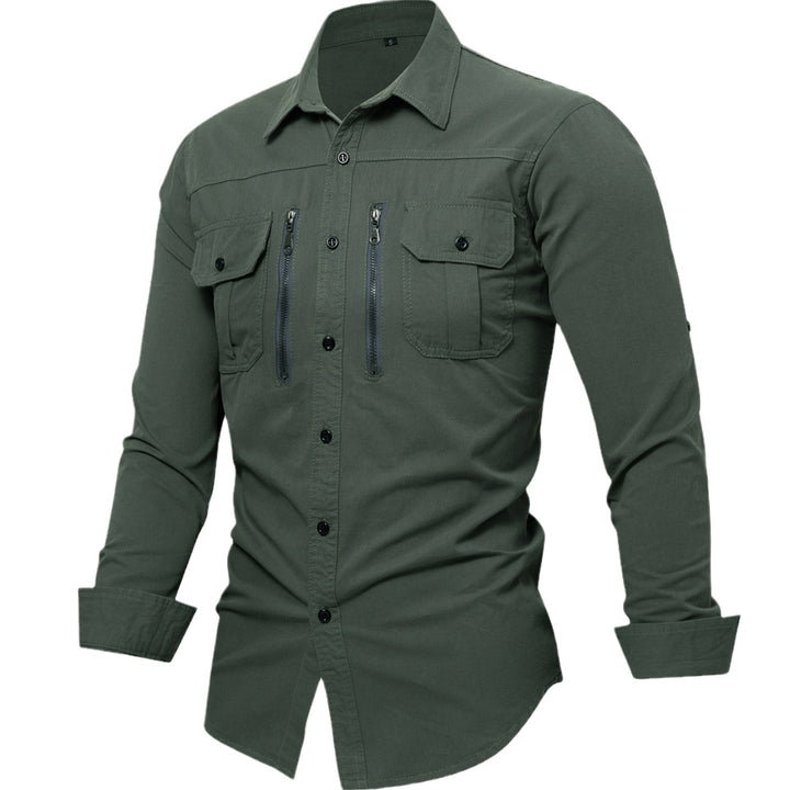 Men's cotton shirt with zip closure and chest pockets Lune London