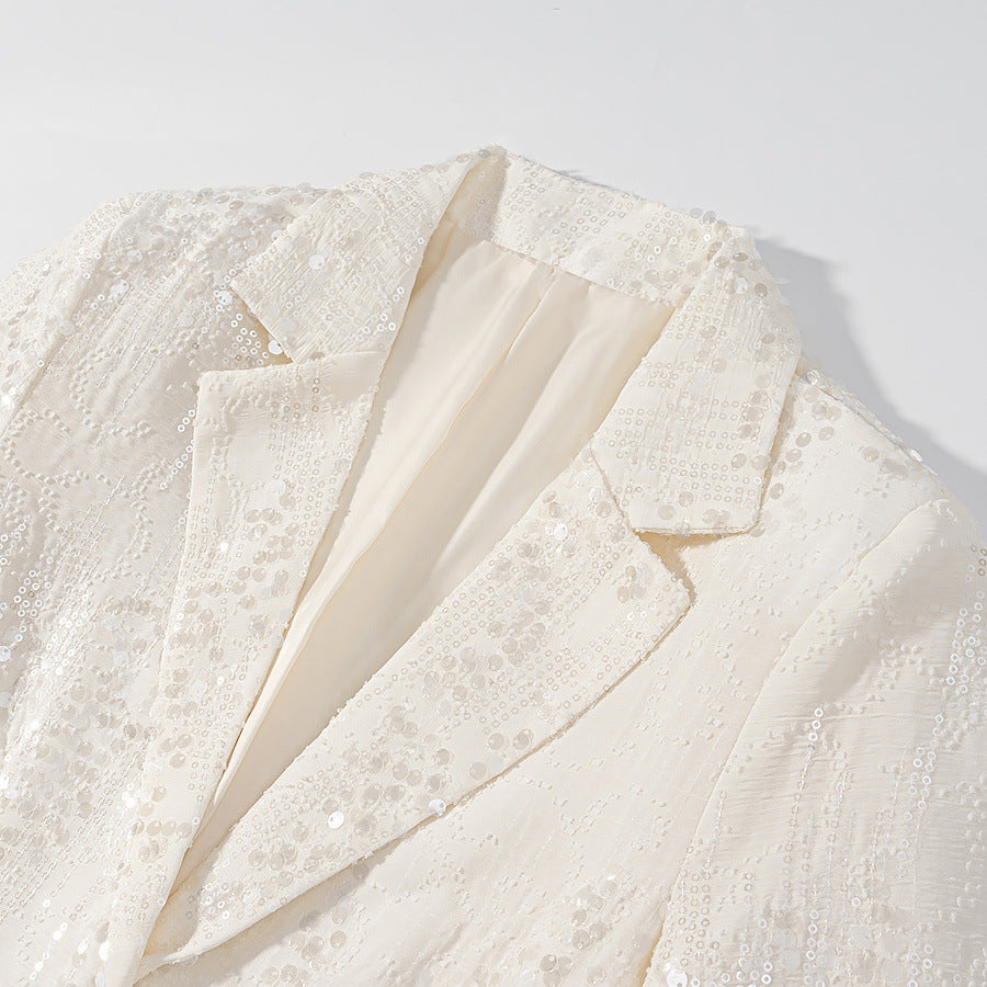 Women's blazer jacket decorated with shiny sequins Lune London