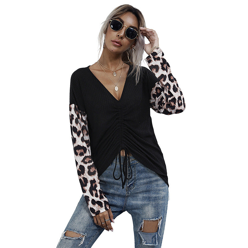 Wrapped top for women with leopard sleeves Lune London