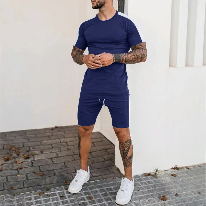 Men's sports set with short sleeves and shorts with contrasting details Lune London