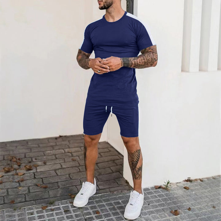 Men's sports set with short sleeves and shorts with contrasting details Lune London