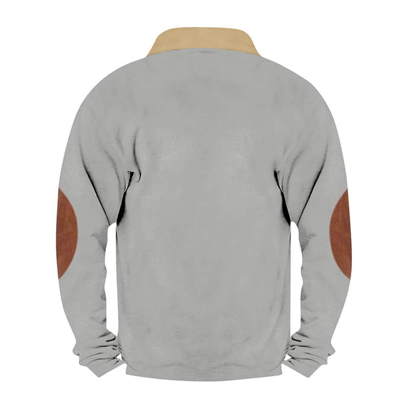 Fleece sweater for men with a stylish leather collar and elbow patches Lune London