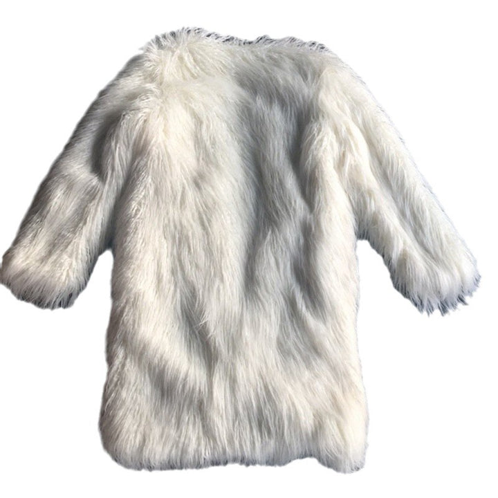 Ladies Long Fluffy Coat in Faux Fur Lune London