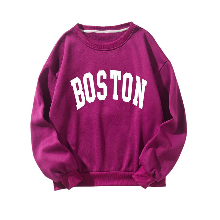 Women casual sweatshirt with Boston print Chic & Stil