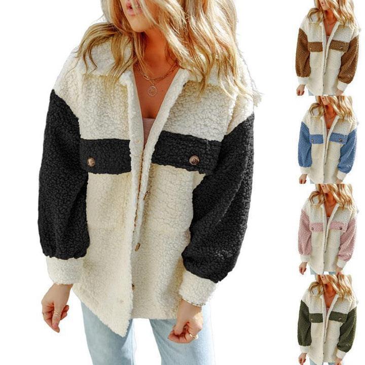 Ladies Cozy Teddy Jacket with Contrasting Sleeves Lune London