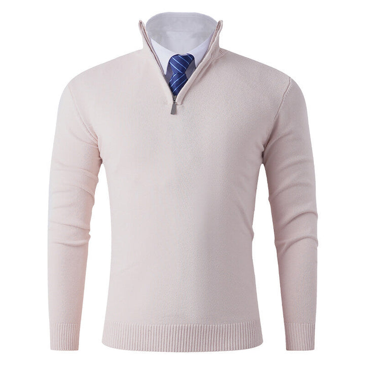 Men's knitted pullover with modern zipper and elastic hem Lune London