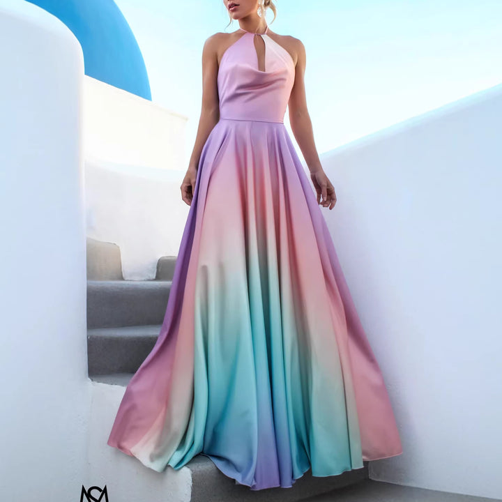 Evening dress for women with a décolleté neckline and fluid ombré effect Chic & Stil