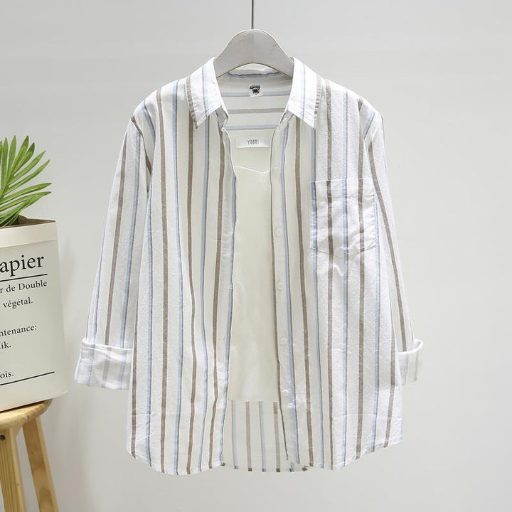 Blouse décontractée pour femmes à manches longues avec motif fin à rayures Chic & Stil