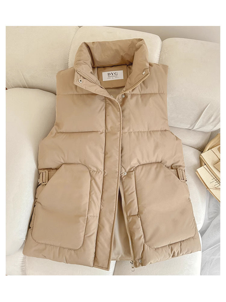 Lady Satin Vest with High Collar and Practical Pockets Lune London