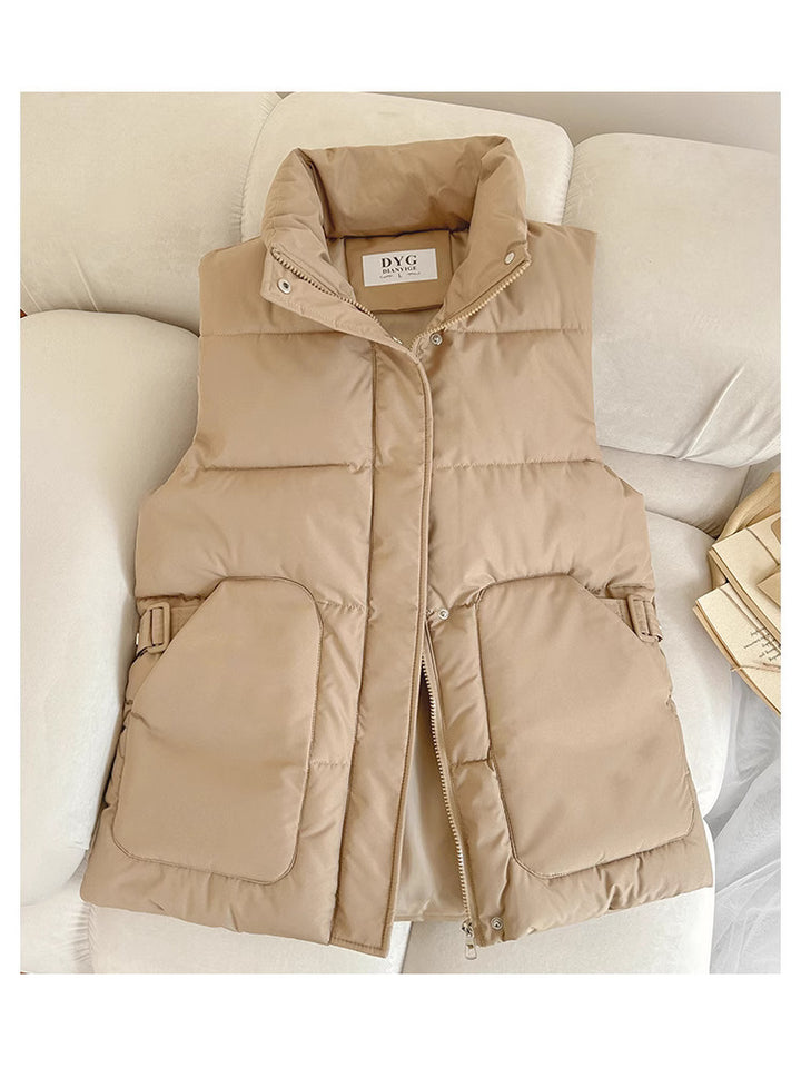 Lady Satin Vest with High Collar and Practical Pockets Lune London