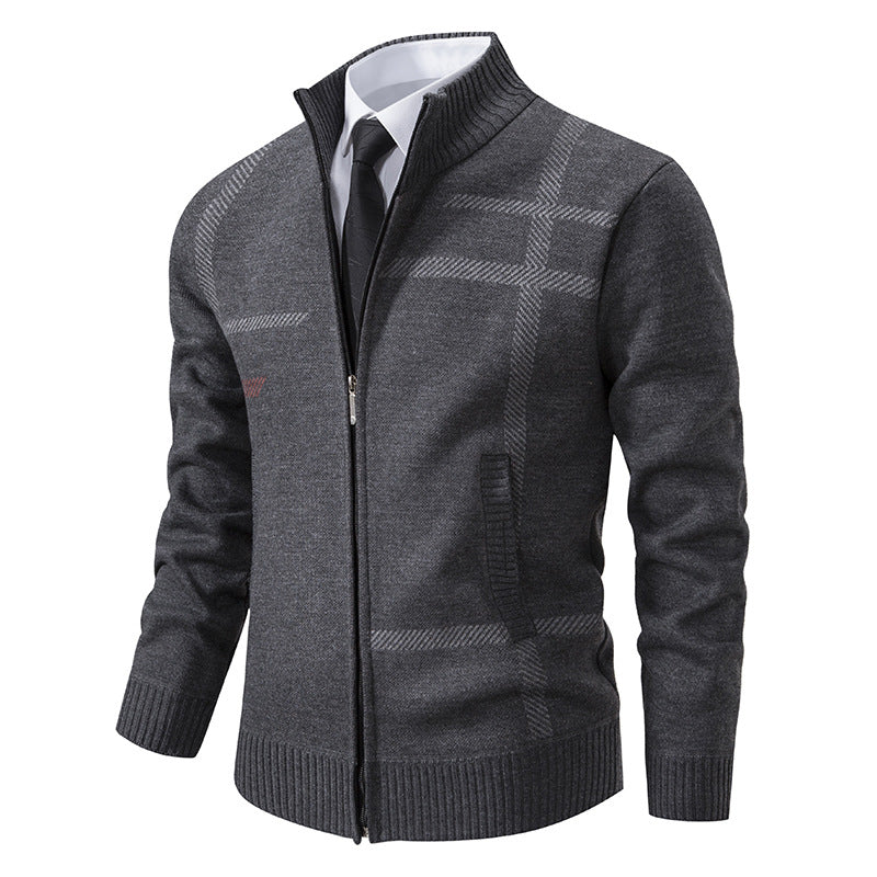 Men's knit jacket with graphic patterns and high collar Lune London