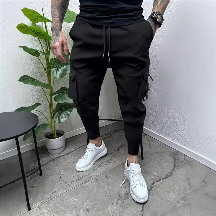 Fashionable cargo jogger pants for men with practical pockets and elastic waistband Lune London