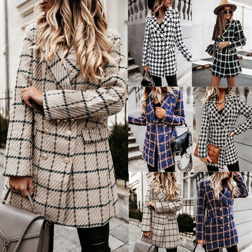 Double-breasted checked jacket for women Lune London