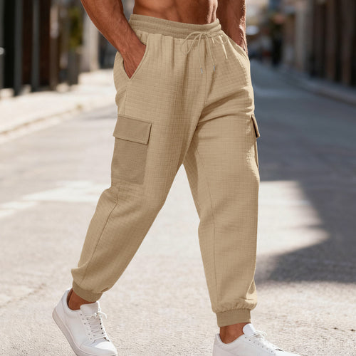 Men's Cargo Jogging Pants with Elastic Waistband and Practical Pockets Lune London