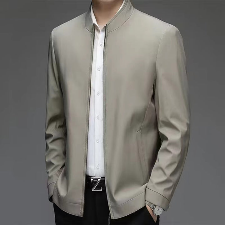 Casual men's transition jacket with high collar and practical zipper Lune London
