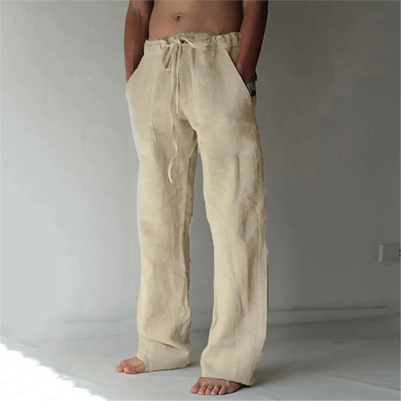 Casual linen pants for men with adjustable waist and side pockets Lune London