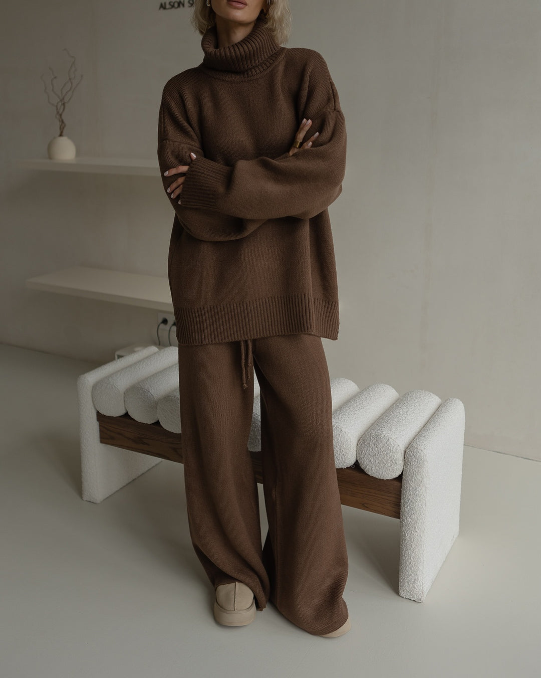 Oversized comfortable sweater for women with high collar Lune London